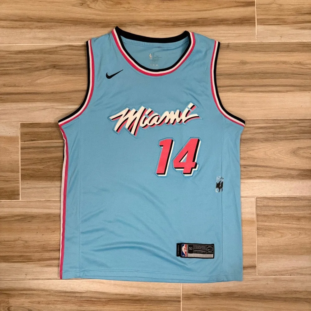 Nike Tyler Herro Miami Heat Vice City Jersey Blue Pink Mens 50 Large NBA 14
